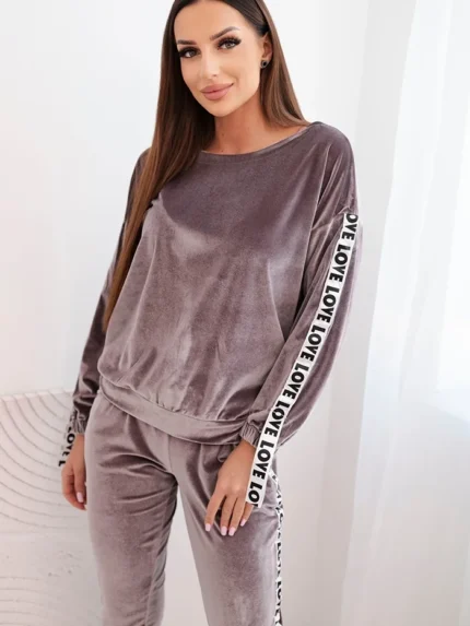 Komplet welurowy Love szary