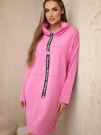 Sukienka z krawatem jasno różowa