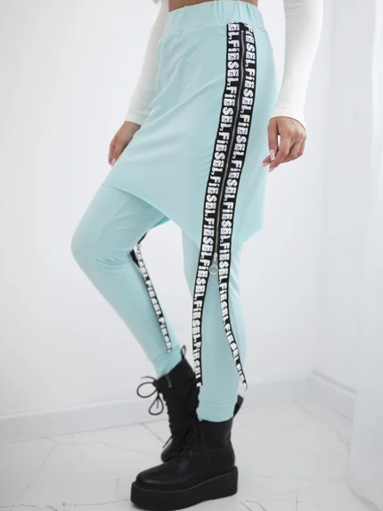 Spodnie/Kombinezon z napisem selfie miętowe