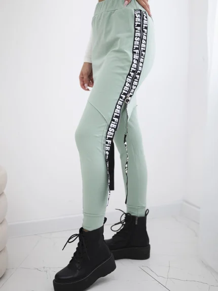 Spodnie/Kombinezon z napisem selfie ciemno miętowe