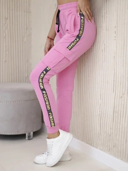 Spodnie cargo jasno różowe