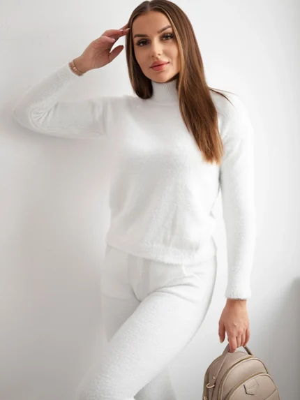 Komplet swetrowy alpaka dwuczęściowy ecru