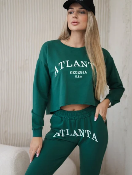 Komplet z nadrukiem Atlanta zielony