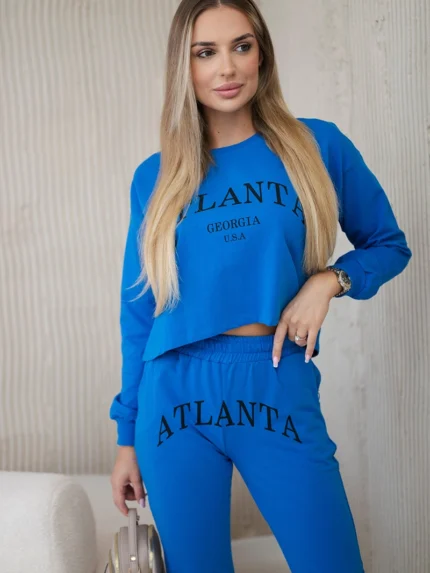 Komplet z nadrukiem Atlanta chabrowy