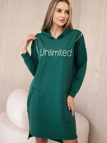 Sukienka z napisem unlimited zielona