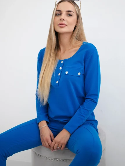 Komplet z dekoltem na napy chabrowy