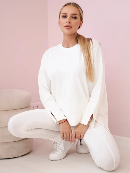 Komplet z bluzką oversize ecru
