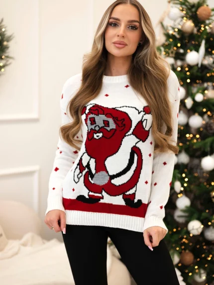 Sweter ze Świętym Mikołajem ecru