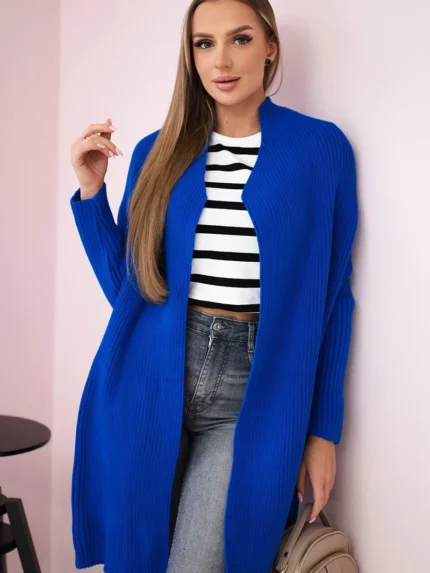 Sweter z rękawami typu nietoperz chabrowy