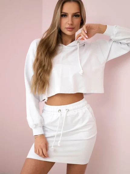 Komplet bluzy ze spódniczką biały