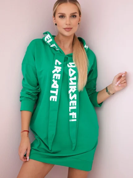 Sukienka z kapturem Oversize zielona