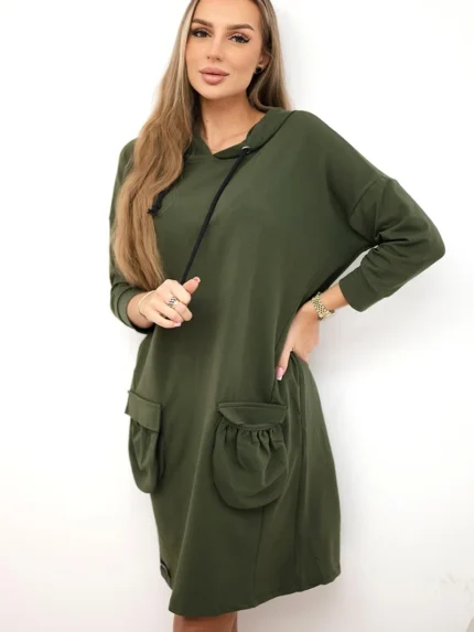 Sukienka z kapturem khaki