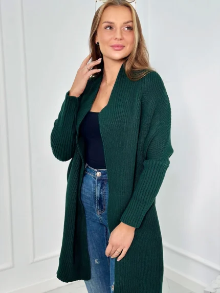Sweter z rękawami typu nietoperz ciemny zielony