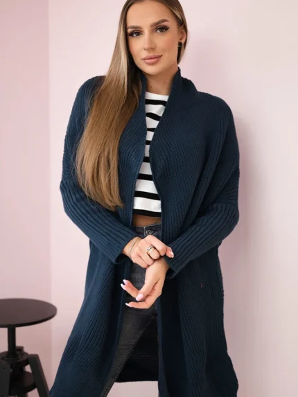 Sweter z rękawami typu nietoperz jeansowy