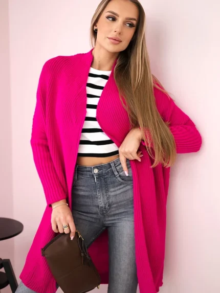 Sweter z rękawami typu nietoperz fuksja