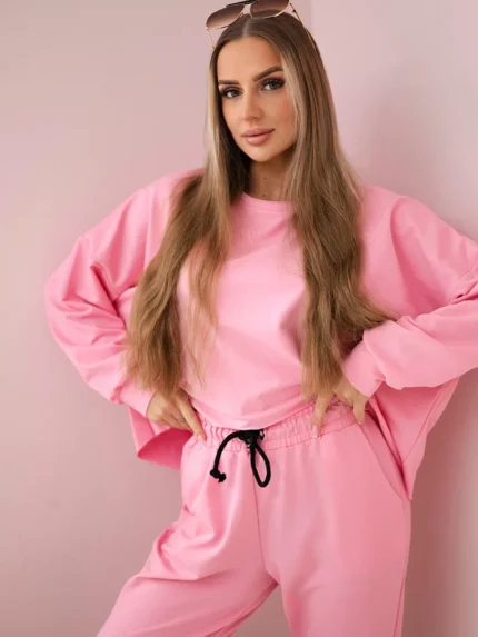 Komplet 2-częściowy bluza + spodnie  jasno różowy
