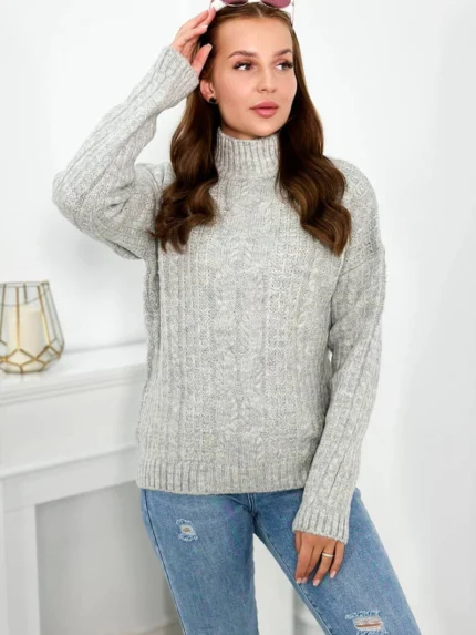 Sweter z półgolfem szary