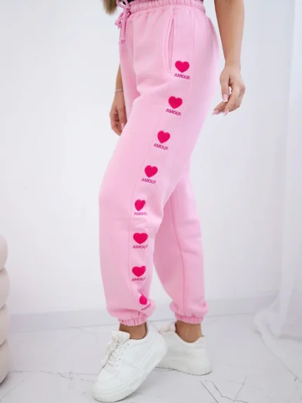 Spodnie bawełniane Amour różowe