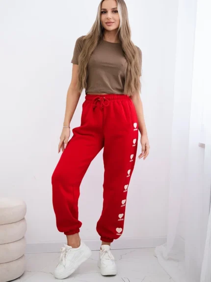 Spodnie bawełniane Amour czerowne