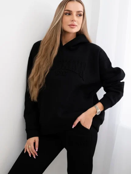 Komplet bawełniany ocieplany bluza + spodnie Brooklyn czarny