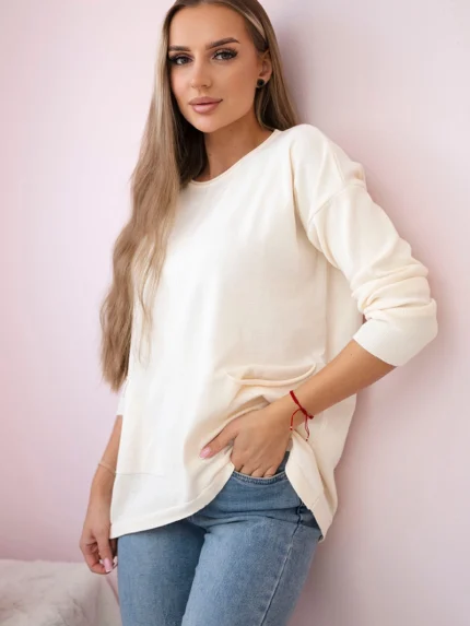 Sweter z kieszeniami z przodu ecru
