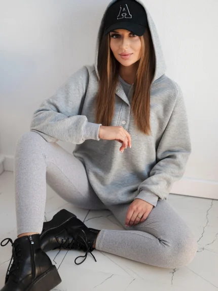 Komplet 3 w 1 bluza, top i legginsy szary