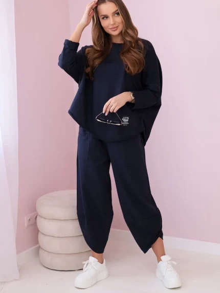 Komplet bawełniany bluza + spodnie granatowy