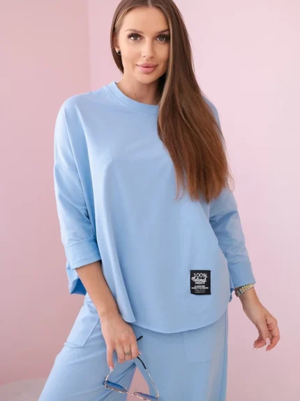 Komplet bawełniany bluza + spodnie niebieski