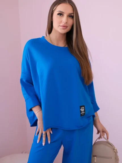 Komplet bawełniany bluza + spodnie chabrowy
