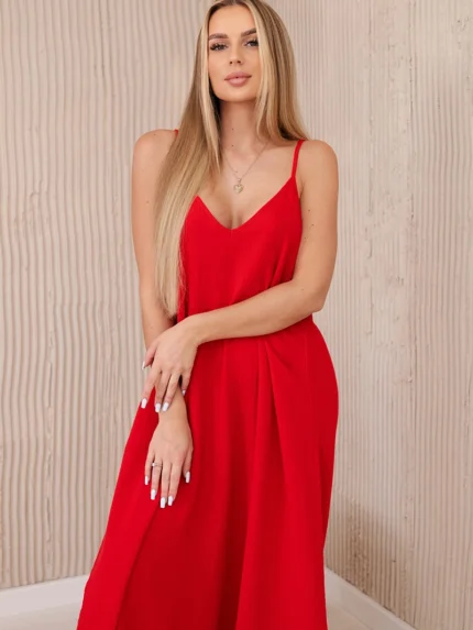 Sukienka muślinowa na ramiączkach czerwona