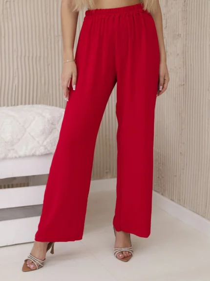 Spodnie z szeroką nogawką czerwone