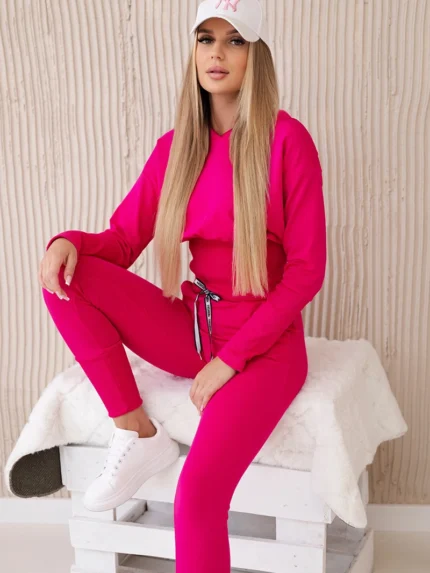 Komplet z szerokimi ściągaczami fuksja