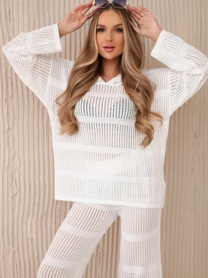 Komplet ażurowy Rayon biały