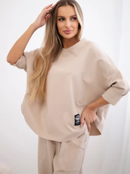 Komplet Punto Milano Winter bluza + spodnie beżowy