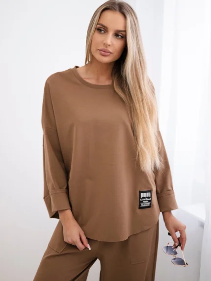 Komplet Punto Milano Winter bluza + spodnie camelowy
