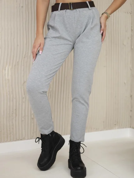 Spodnie Punto Milano Winter z paskiem szare