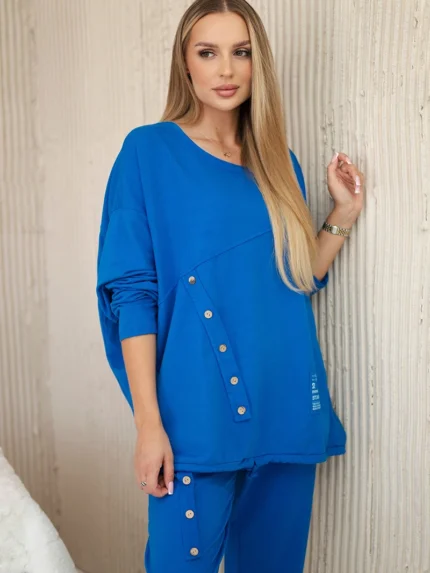 Komplet bawełniany oversize bluza + spodnie chabrowy
