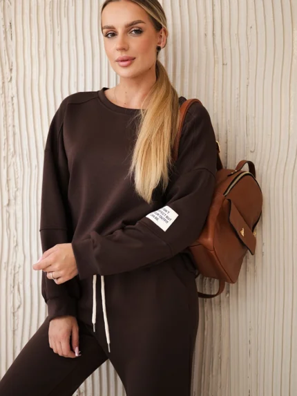 Komplet bluza + spodnie masełko brązowy