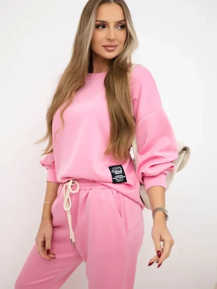 Komplet masełko bluza + spodnie jasny różowy