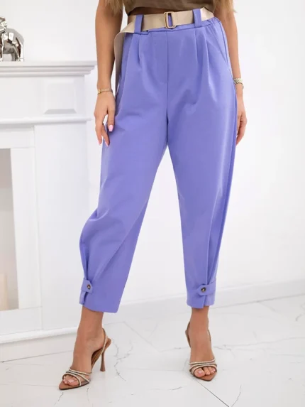 Spodnie Summer Punto z zapięciem na nogawkach fioletowe