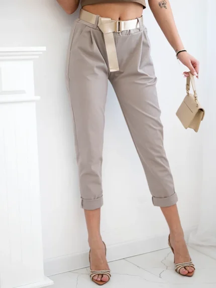 Spodnie Punto z paskiem fango