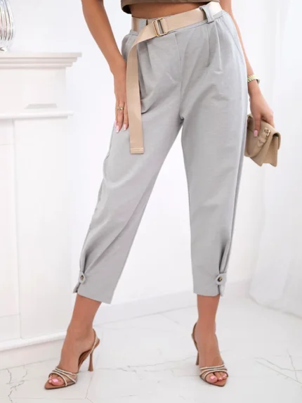 Spodnie Summer Punto z zapięciem na nogawkach szare
