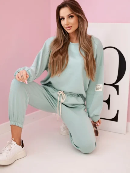 Komplet bluza + spodnie masełko ciemny miętowy