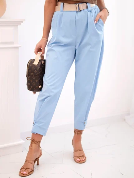 Spodnie Summer Punto z zapięciem na nogawkach niebieskie