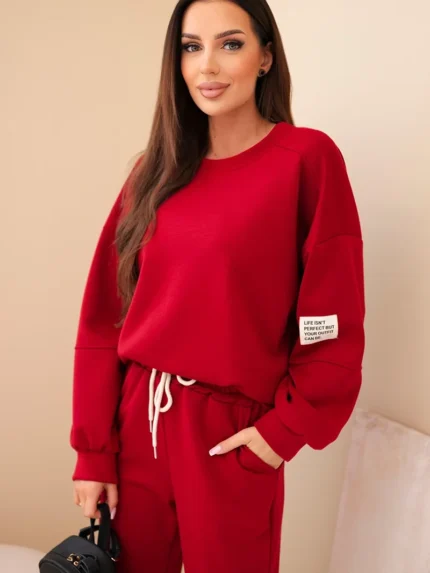 Komplet bluza + spodnie masełko bordowy