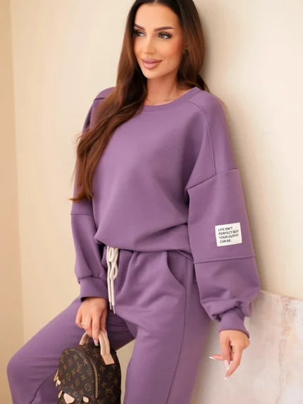 Komplet bluza + spodnie masełko fioletowy