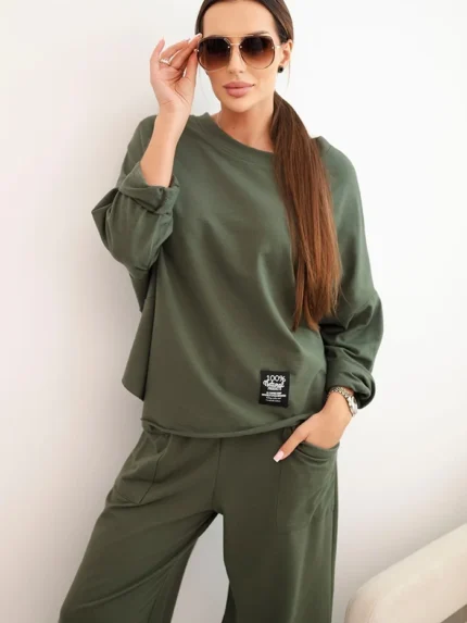Komplet bawełniany bluza + spodnie khaki