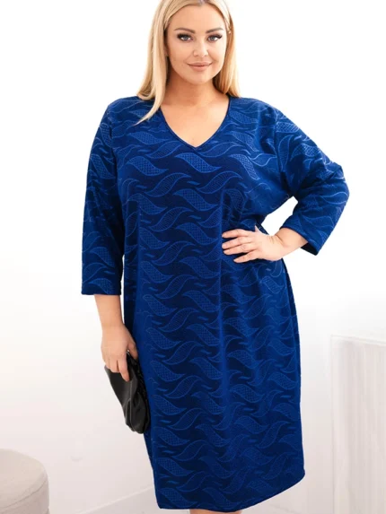 Sukienka damska z żorżety Plus Size z dekoltem V chabrowa