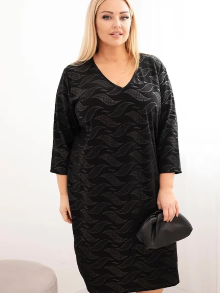 Sukienka damska z żorżety Plus Size z dekoltem V czarna