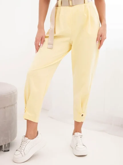 Spodnie Summer Punto z zapięciem na nogawkach żółte